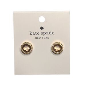 Kate Spade gold tone spade cut halo stud dainty earrings new